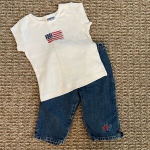 VINTAGE Oshkosh Flag Tee and Capris